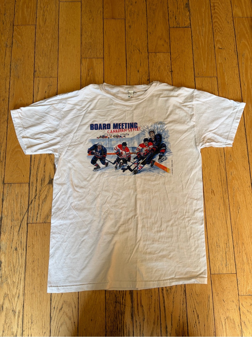 Board Meeting Canadian Style Hockey Graphic Tee - White